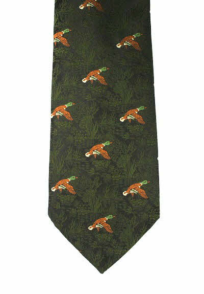 Dark Green Woodland Mallard Ducks Country Tie