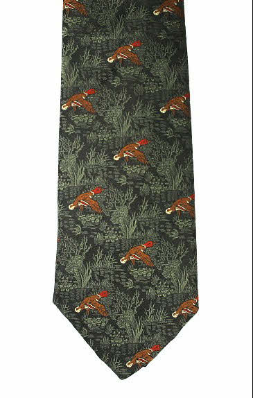 Light Green Woodland Mallard Ducks Country Tie 