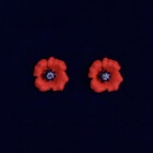 Poppy Flower Earrings With Swarkovski Crystals