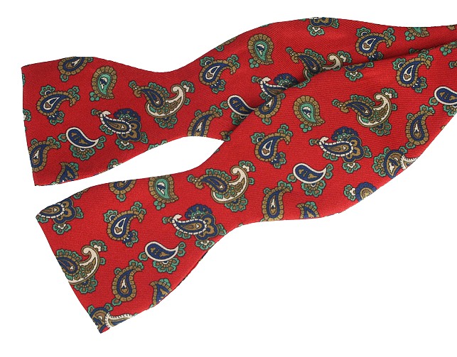 red silk paisley self tie bow tie