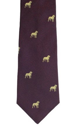 Burgundy English Silk Yellow Labrador Tie