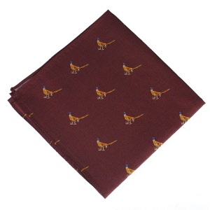 burgundy silk pocket motif pocket square (folded view)