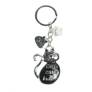 Cute Crazy Cat Lady Keyring 