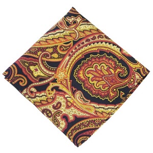 gold paisley scroll pattern silk pocket square