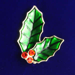 indulgence holly and berries brooch