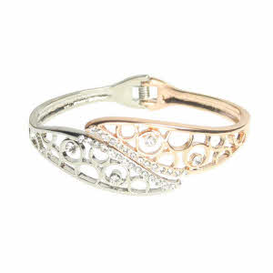 indulgence silver and rose gold diamante bangle