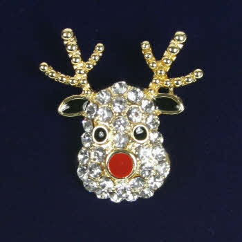 Gorgeous sparkly reindeer brooch with diamante detail