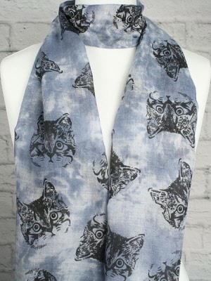 Mottled Blue Cat Face Scarf