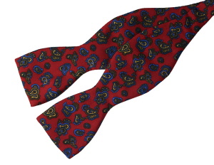 Red Silk Multi Paisley Self Tie Bow Tie